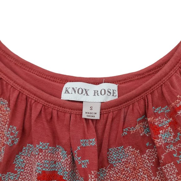 Knox Rose Top Blouse Womens Small Rust Sleeveless Embroidered Bohemian - Picture 6 of 9